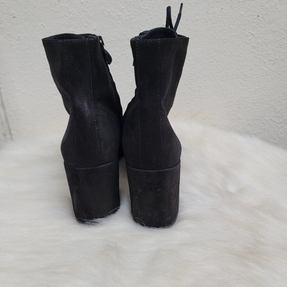 vince halle flare heel lace up black suede booties size 9 - Picture 4 of 5